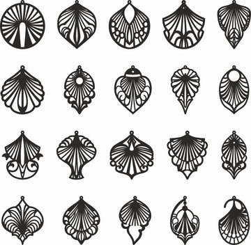 Fan Shaped Earrings SVG: Laser Cut Digital Files for Wood, Acrylic | Geometric Designs – 20 Templates Xtool/Glowforge Compatible