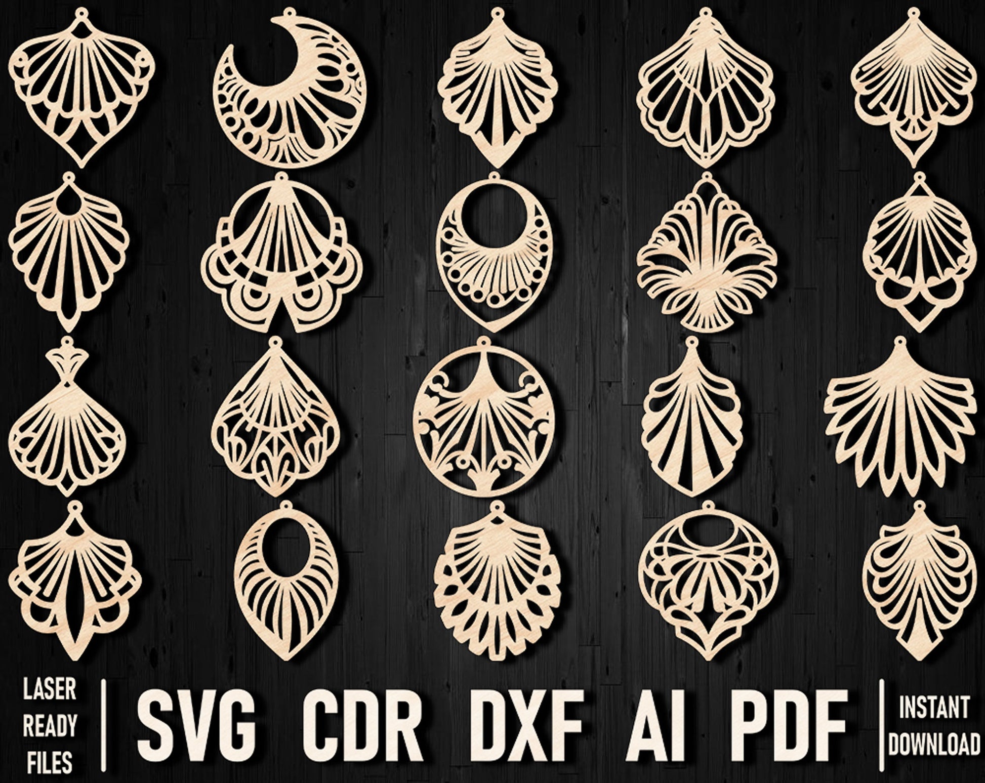 Fan earrings vector design bundle