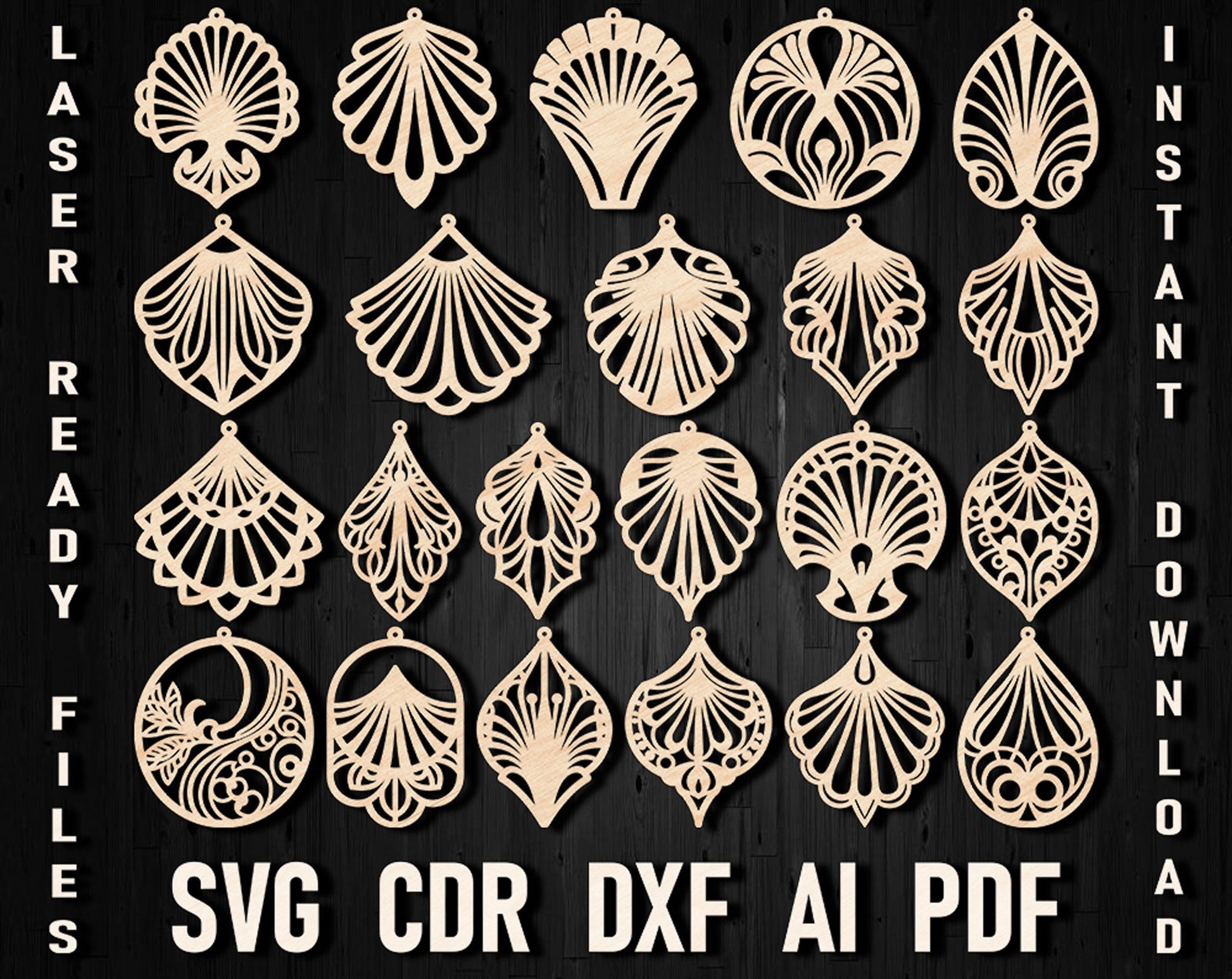 Fan laser cut earring svg files