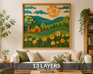 Farm Barn Scene SVG layered shadow box for Glowforge

