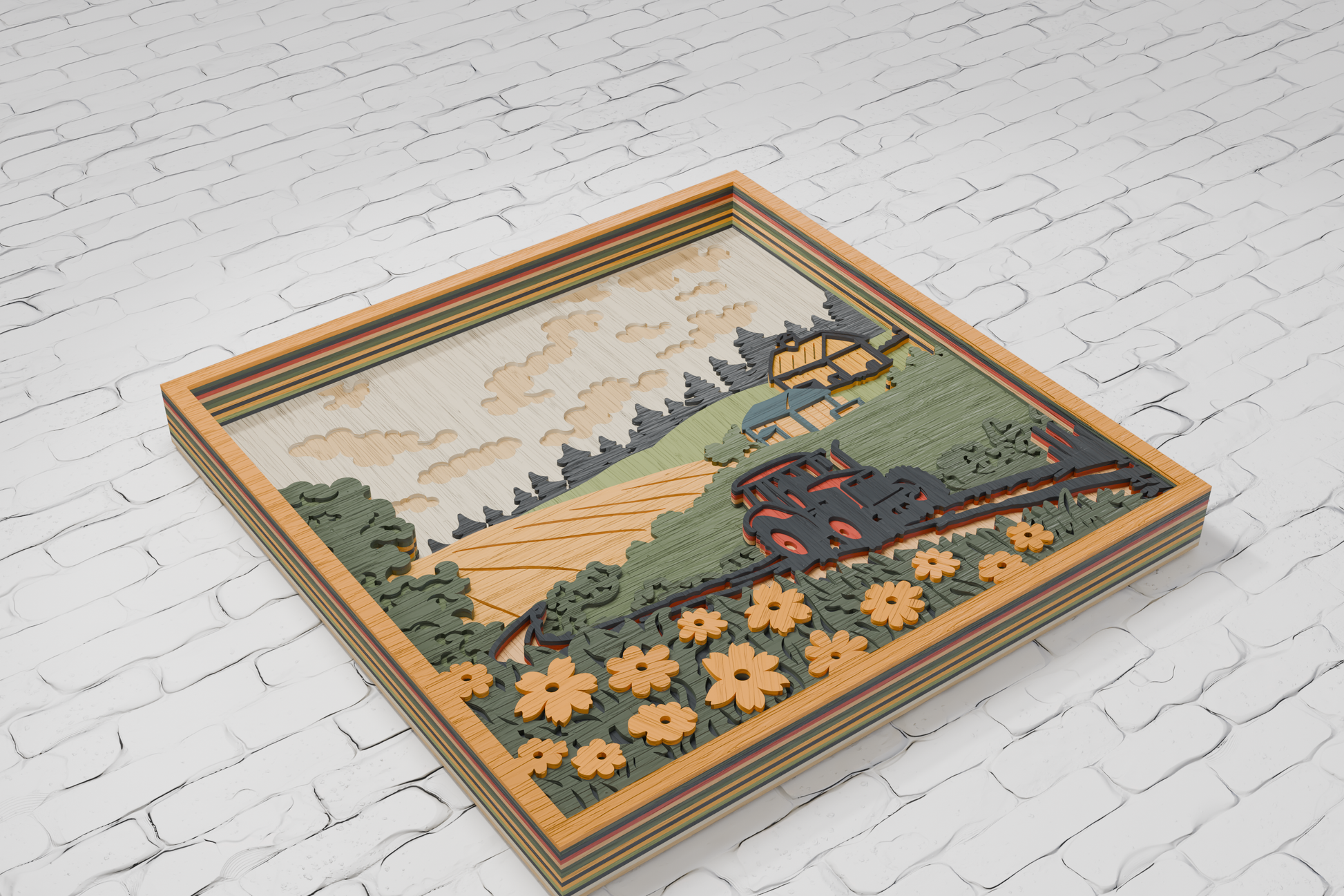 Farm Tractor layered SVG for Glowforge xTool 
