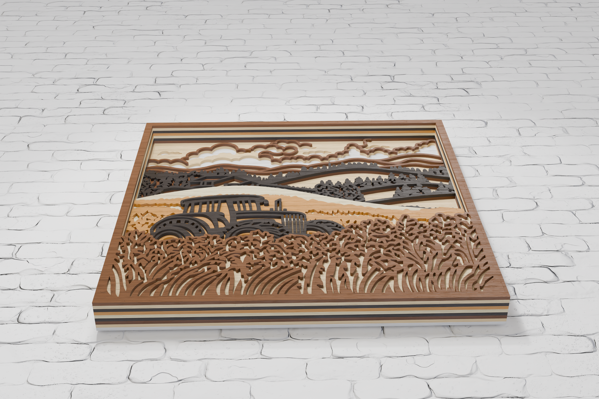 Farm Tractor layered SVG for Glowforge xTool Silhouette