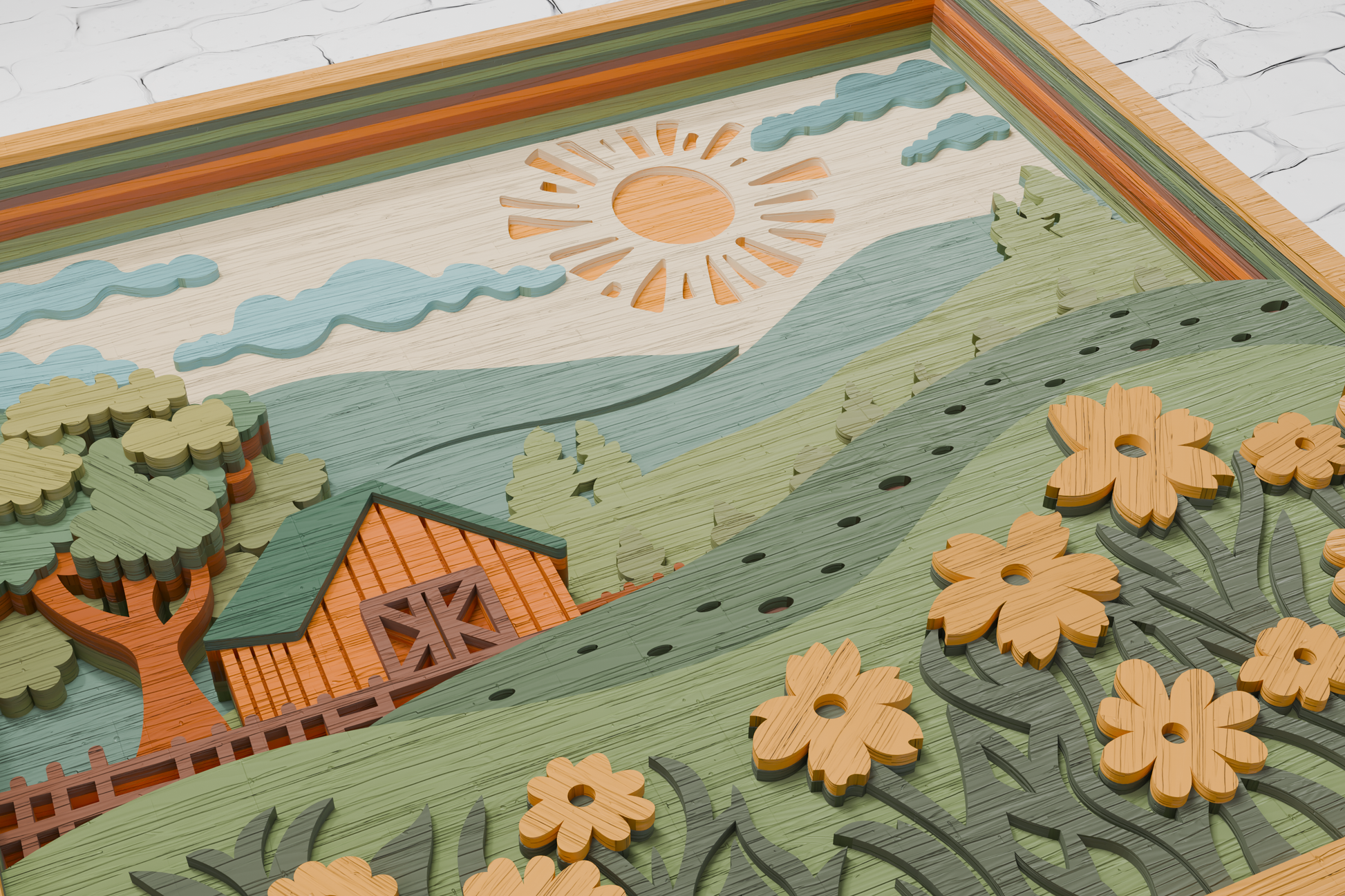Farm barn scene digital file formats CDR DXF AI

