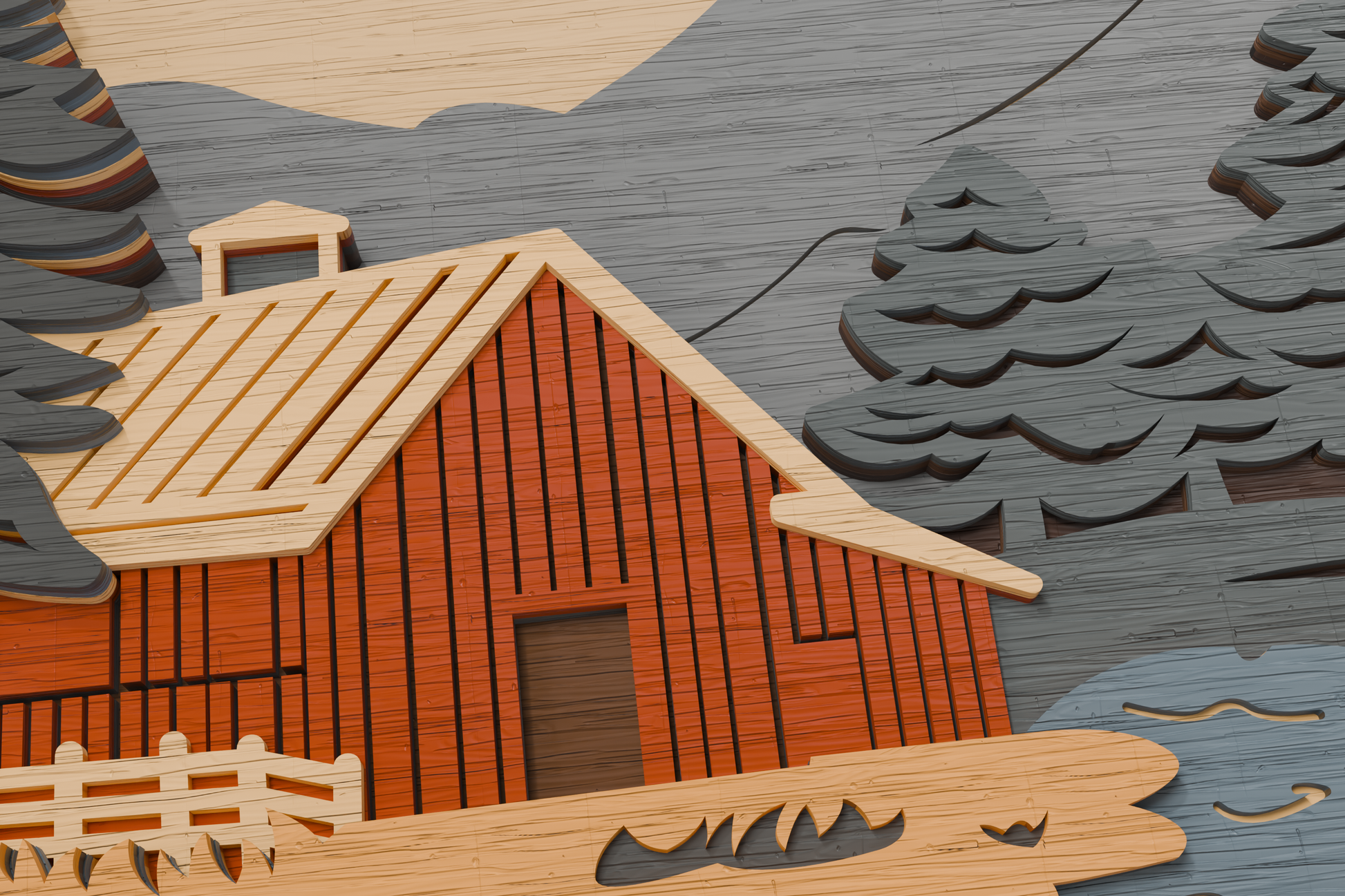 Farm scene Glowforge ready vector file

