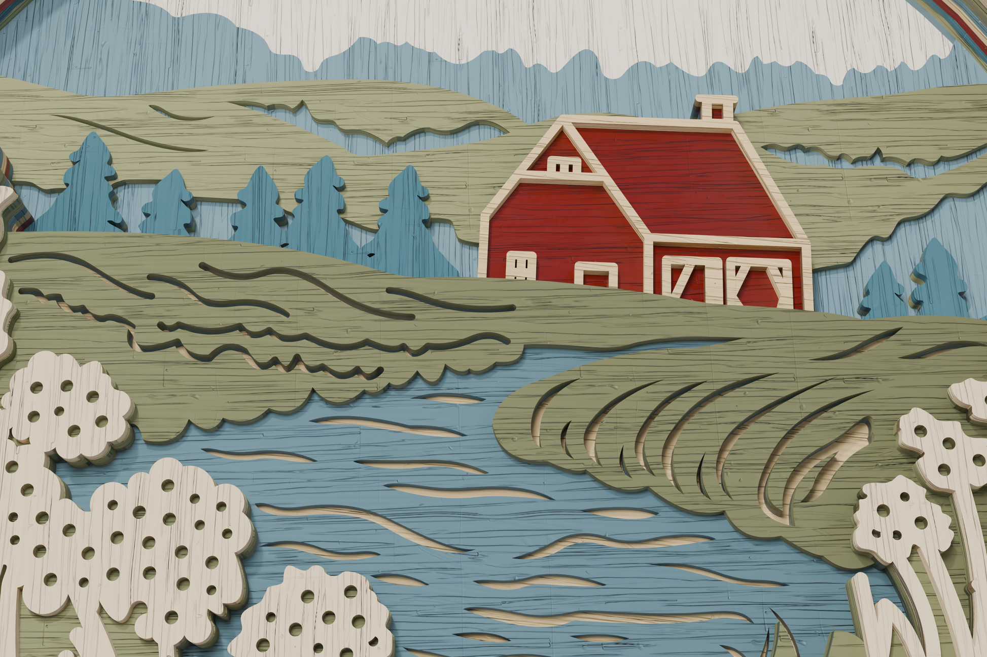 Farmhouse-River-Layered-SVG-DXF-PDF-Formats