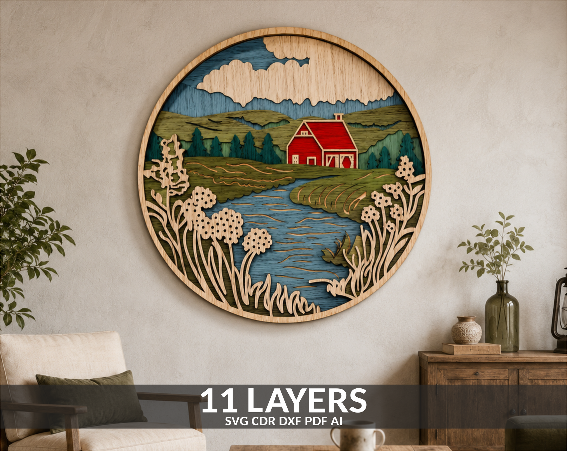 Farmhouse-River-Scene-3D-Layered-SVG-Laser-Cut