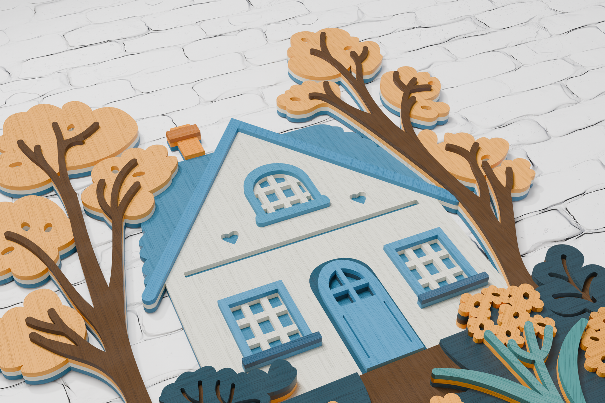 Farmhouse layered shadow box SVG DXF AI