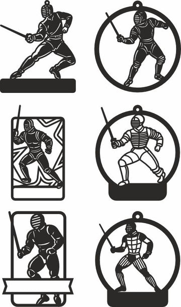 Monogram Christmas Fencing SVG Bundle - Laser Cut Sport Crafts for Glowforge & Xtool (Personalized Ornaments, Toys)