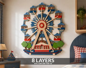 Ferris Wheel SVG layered shadow box for Glowforge

