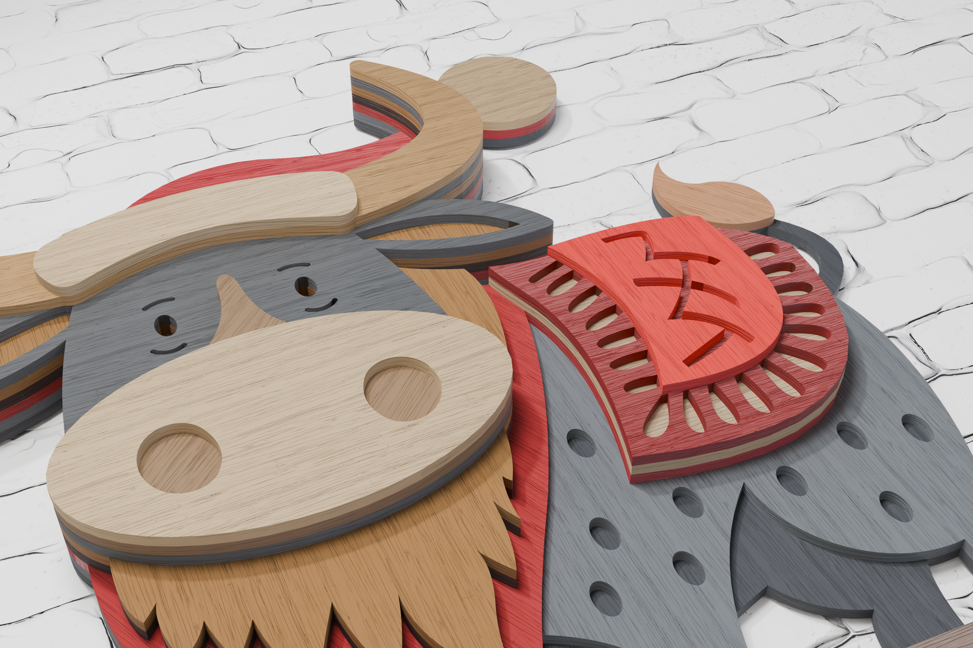Festive Bison Cricut Glowforge File

