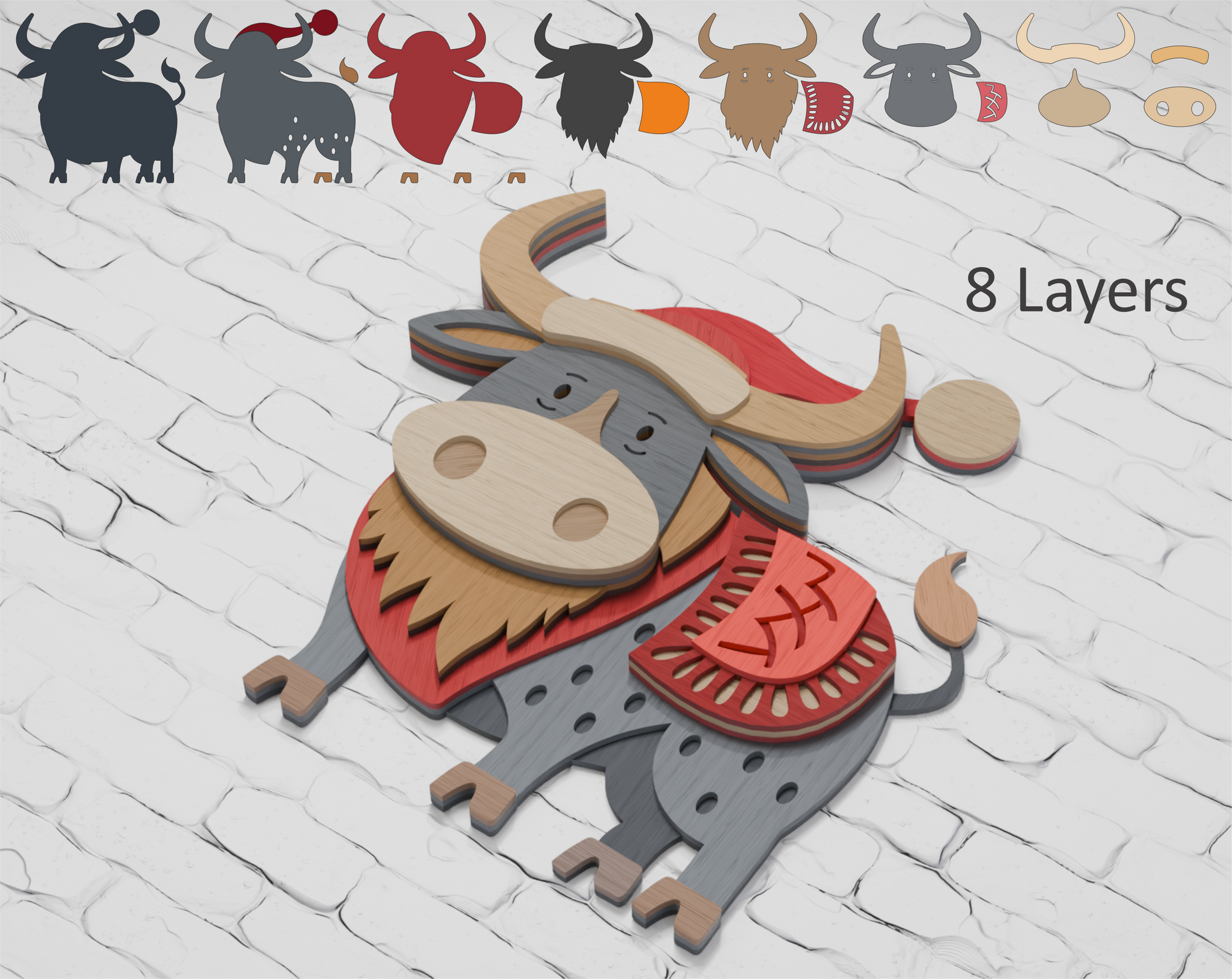Festive Bison Layered Design

