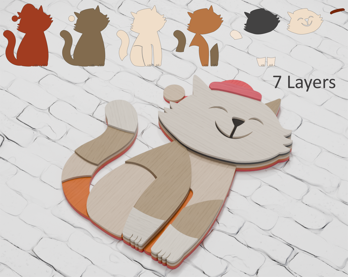 Festive Cat Layered Design

