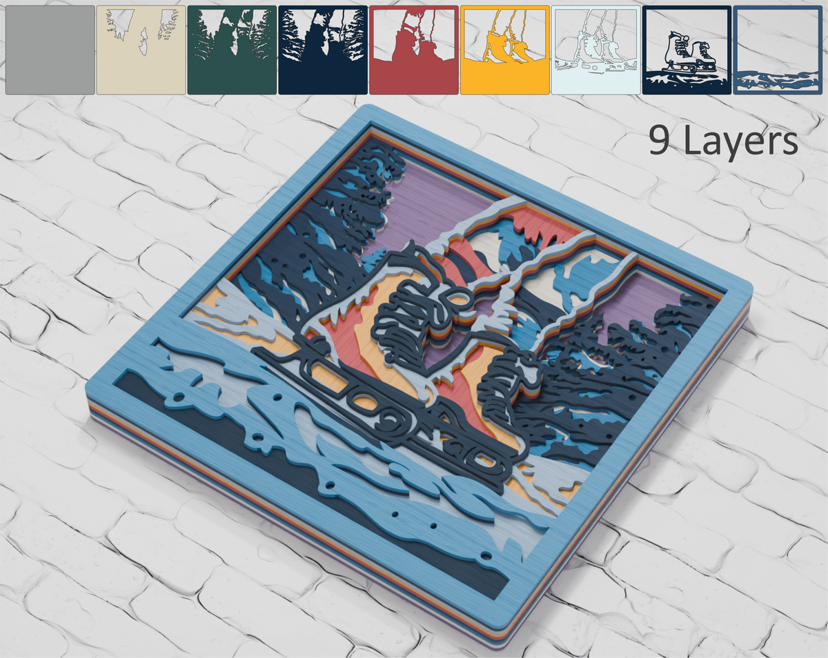 Festive Ice Skating Layered Design

