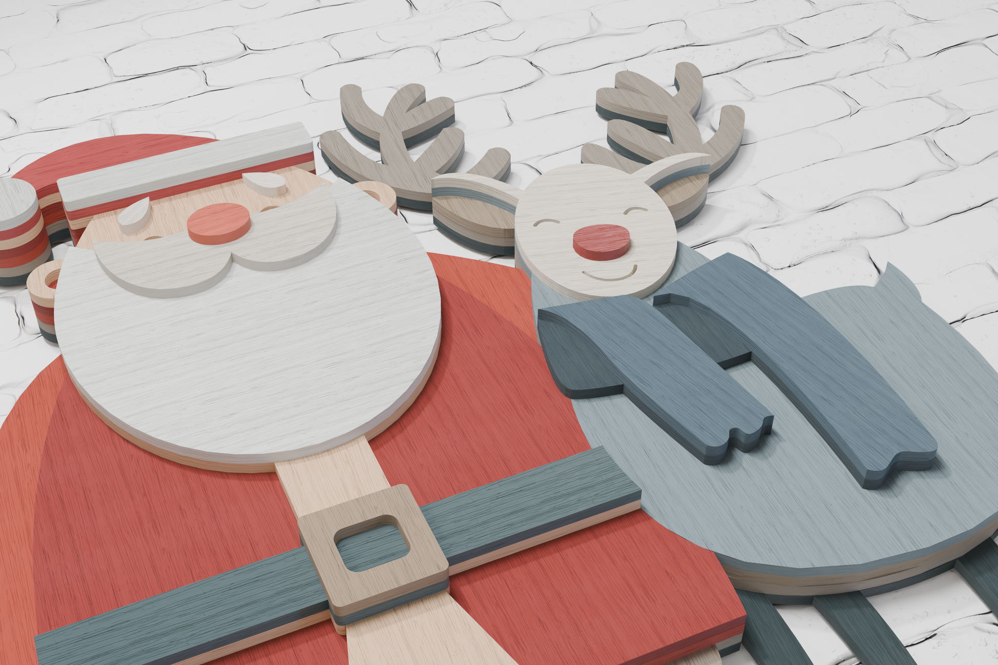 Festive Santa Rudolph Cricut Glowforge File

