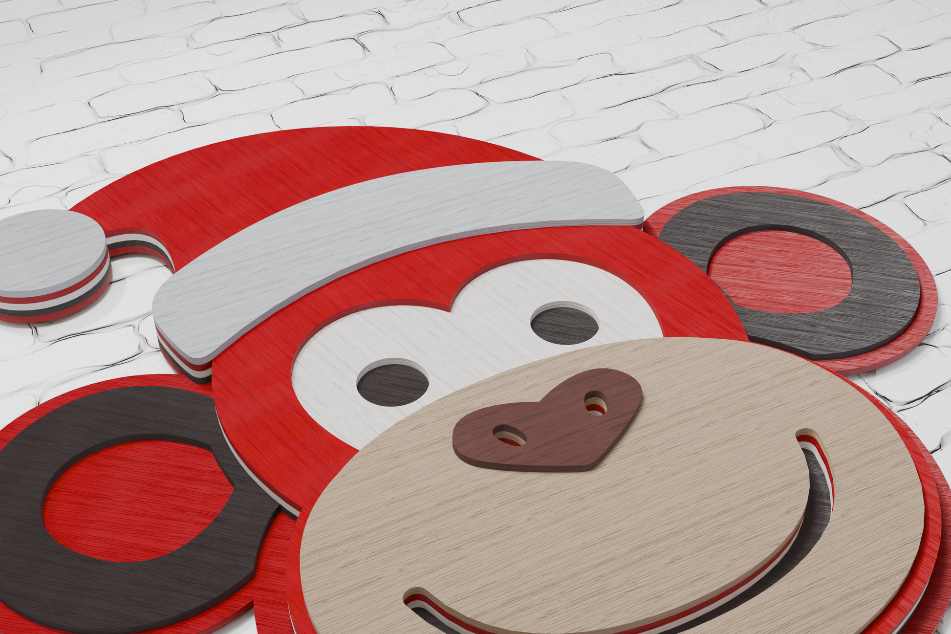 Festive multilayer Christmas Monkey Head cut file