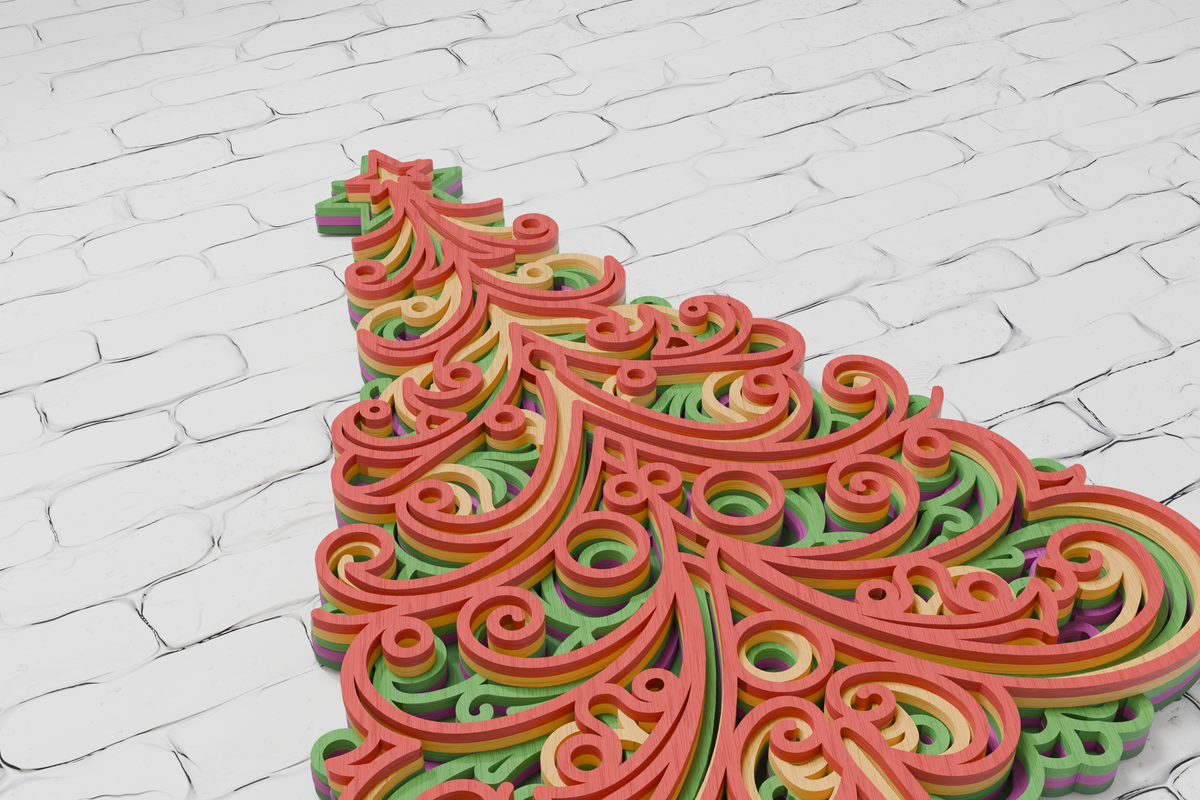 Festive multilayer Christmas Tree cut file
