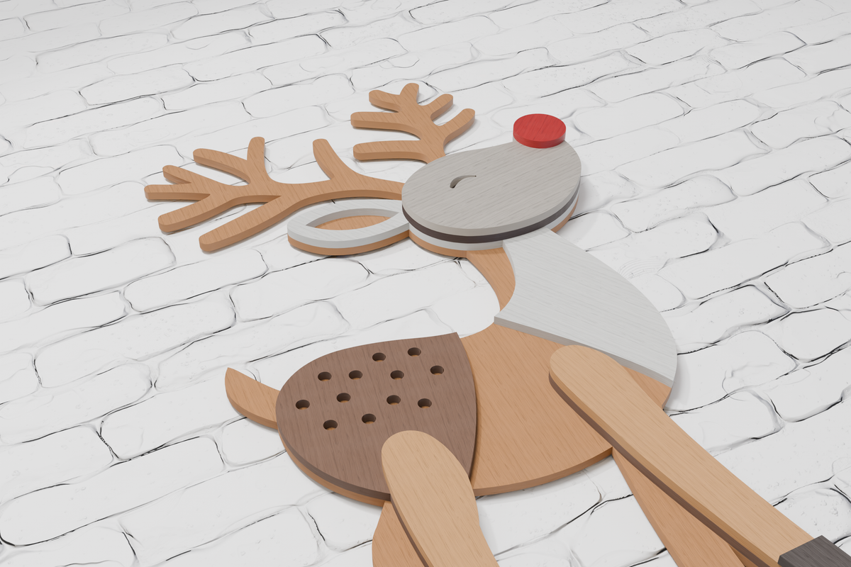 Festive multilayer Rudolph Reindeer cut file