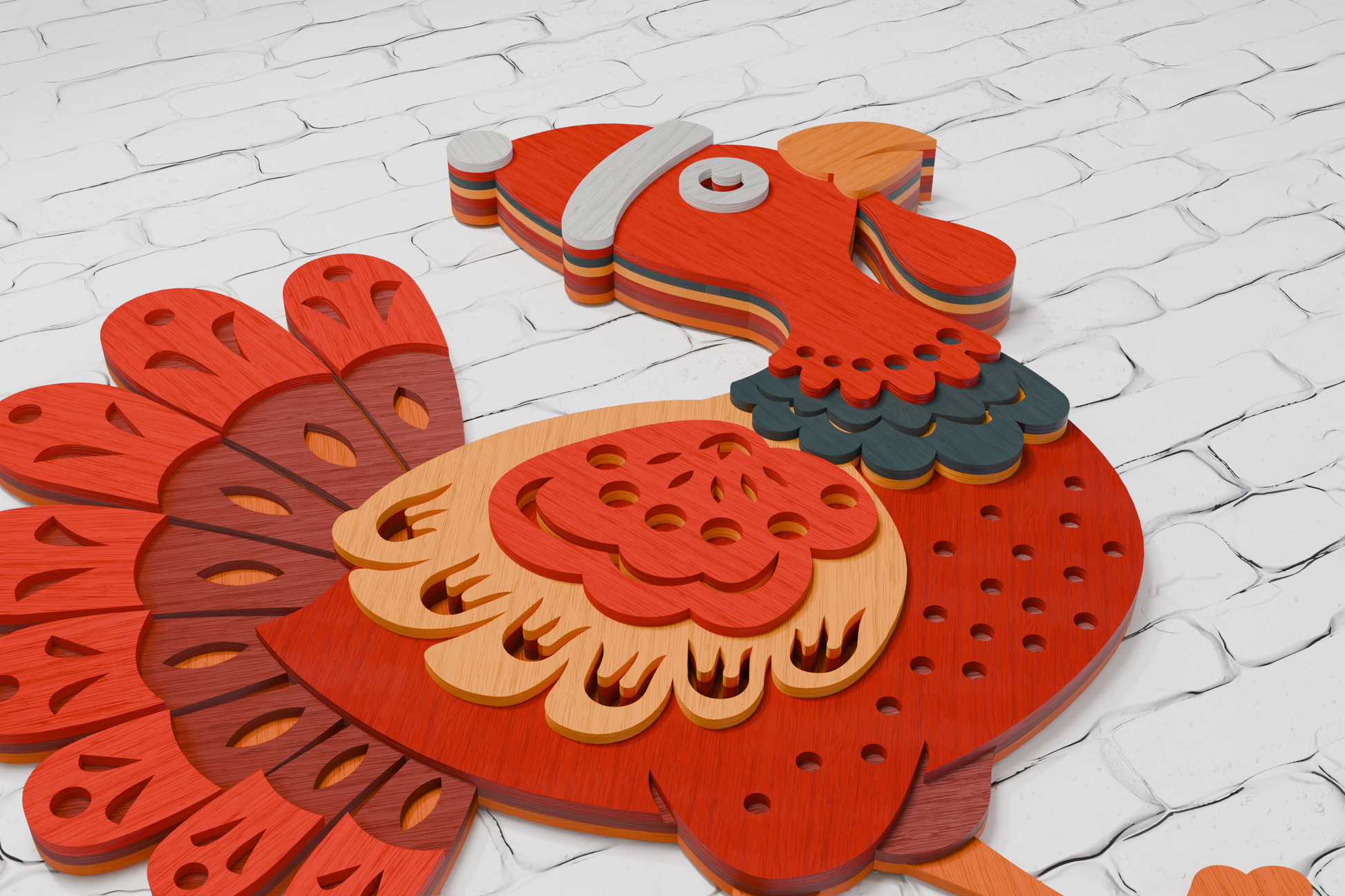 Festive multilayer Santa Turkey Christmas cut file