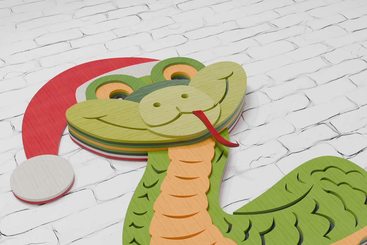 Festive multilayer Snake Santa Christmas cut file