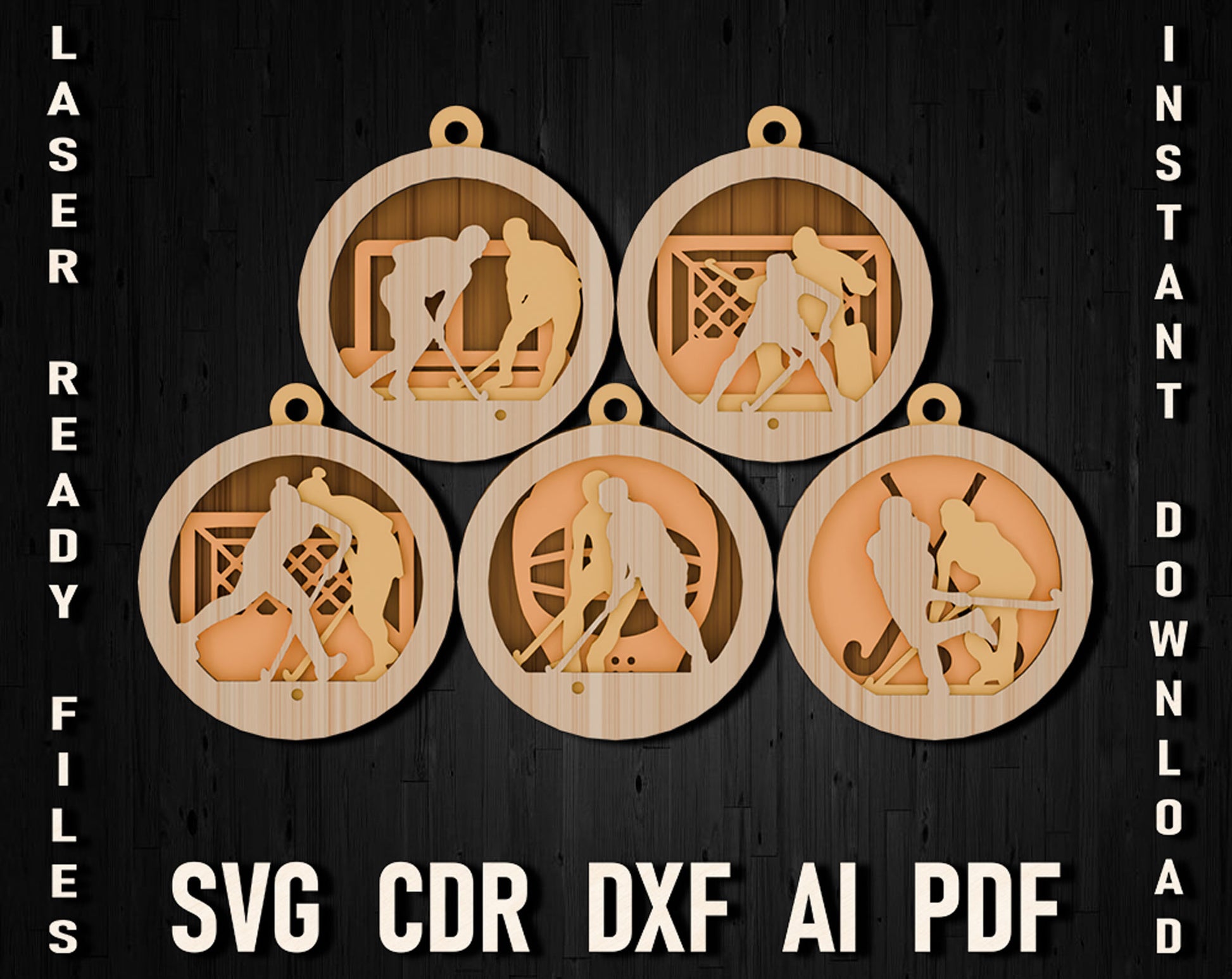 Field Hockey Laser Cutting Svg Ornament