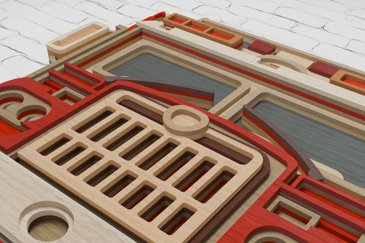 Fire Engine Truck Layered Paper Craft Design