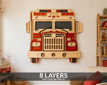 Fire Engine Truck Multilayer SVG for Cricut and Glowforge