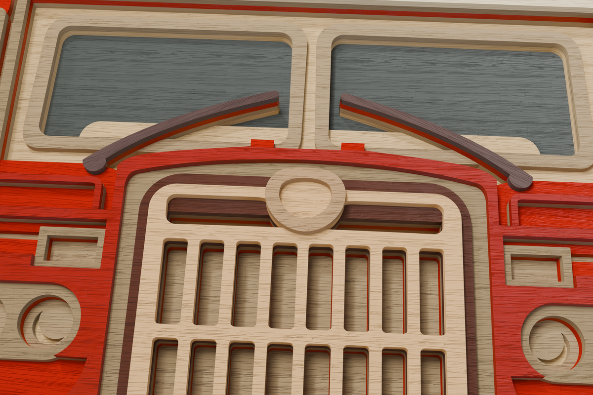 Fire Engine Truck Wood Cutting Design