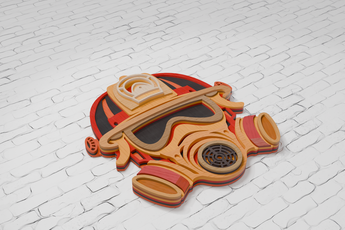 Firefighter Gas Mask Helmet laser cut file Cricut Silhouette