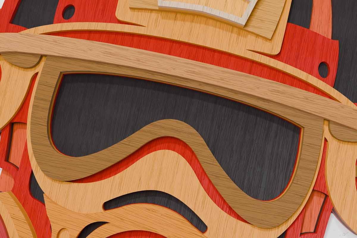 Firefighter Gas Mask Helmet shadow box laser cut design