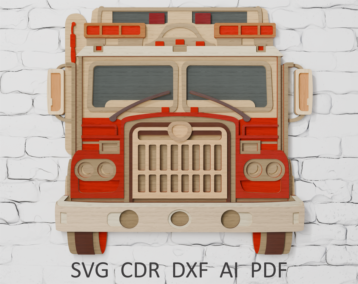 Firefighter Truck Multilayer Cut File Download