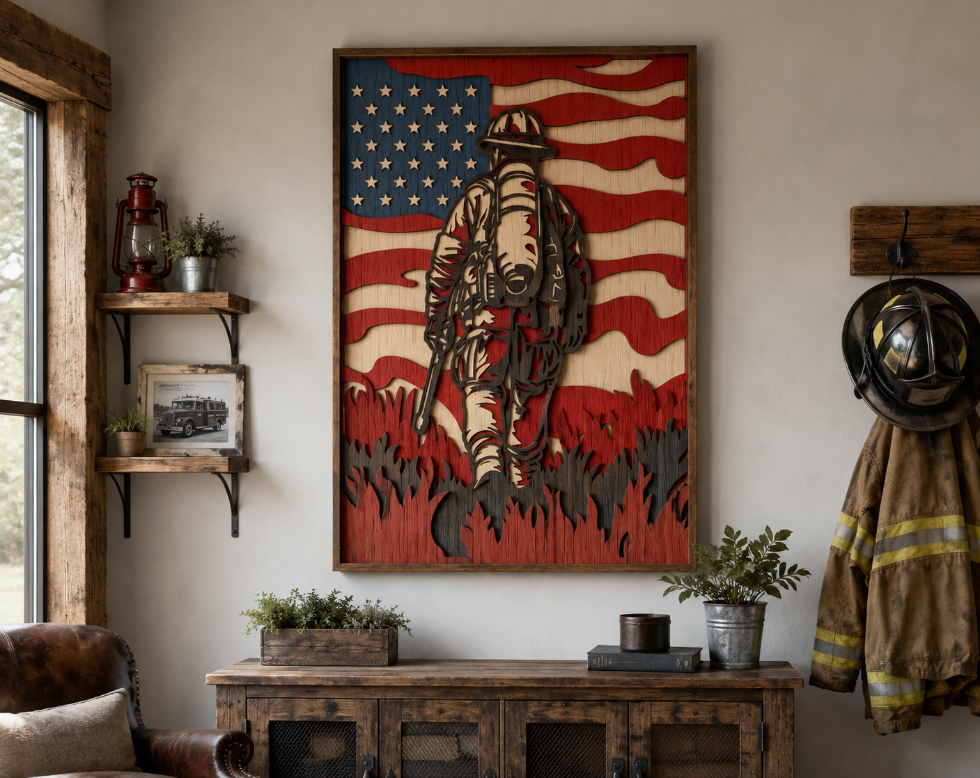 Firefighter US flag SVG bundle with DXF and CDR formats

