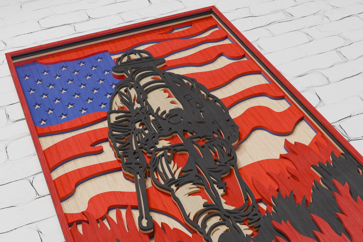 Firefighter US flag digital file formats CDR DXF AI

