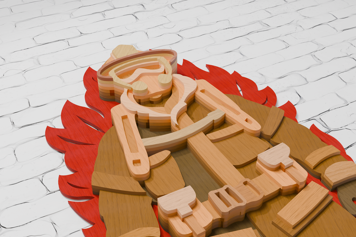 Firefighter digital SVG for Glowforge