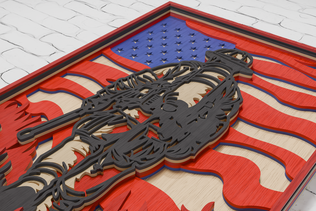 Firefighter flag paper craft template SVG AI PDF

