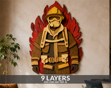 Firefighter multilayer SVG laser cut file