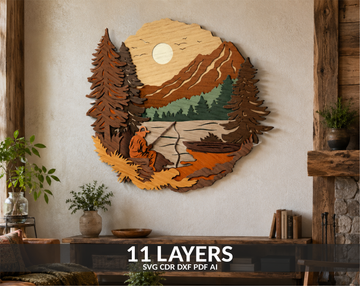 Fisherman SVG layered shadow box for Glowforge

