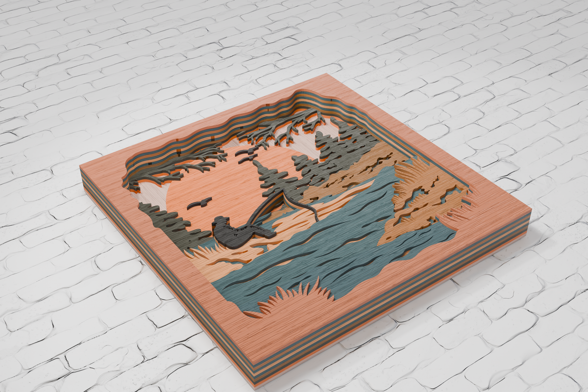 Fisherman layered paper plywood cardboard design