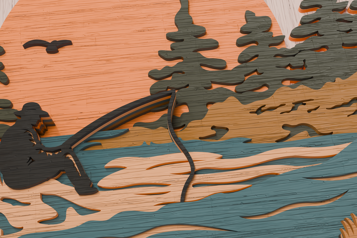 Fisherman multilayer digital download for Silhouette