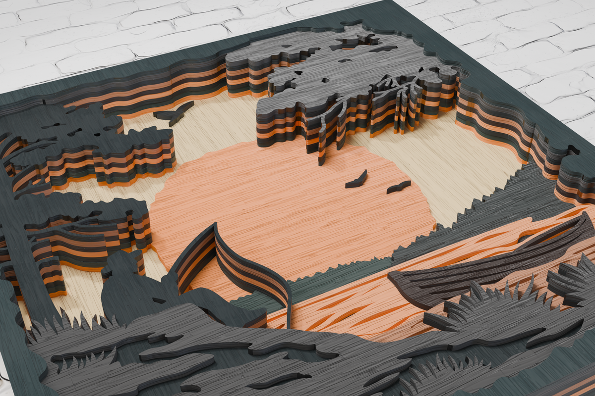 Fishing Lake Wall Art Layered Design