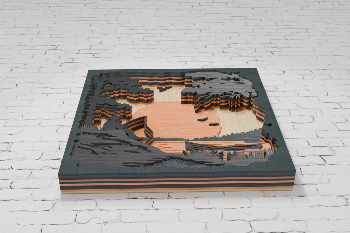 Fishing Scene Glowforge Laser Cut Design