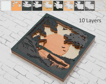 Fishing Scene Layered Laser Cut File SVG DXF PDF