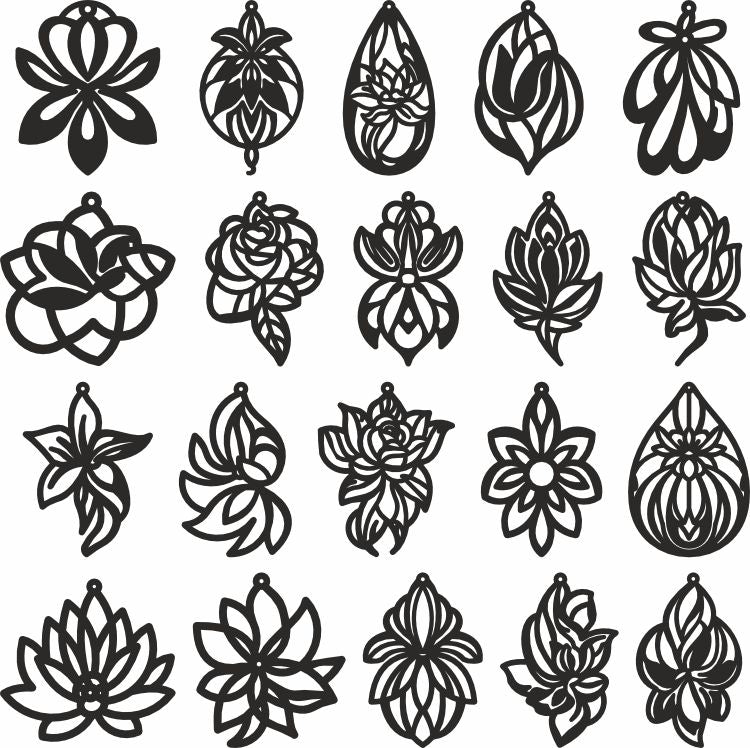 Flowers vector design dxf earrings