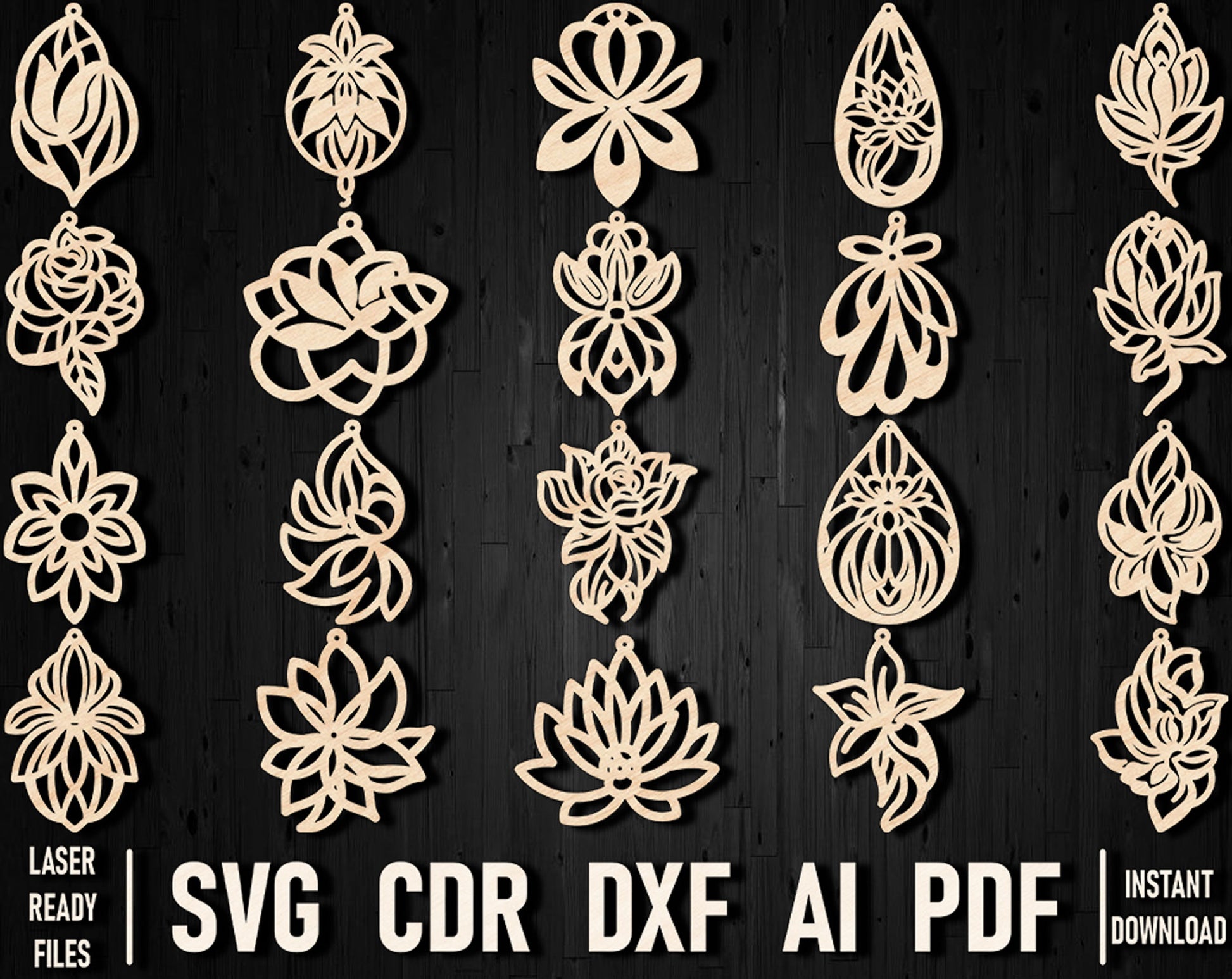 Flowers vector laser cut template