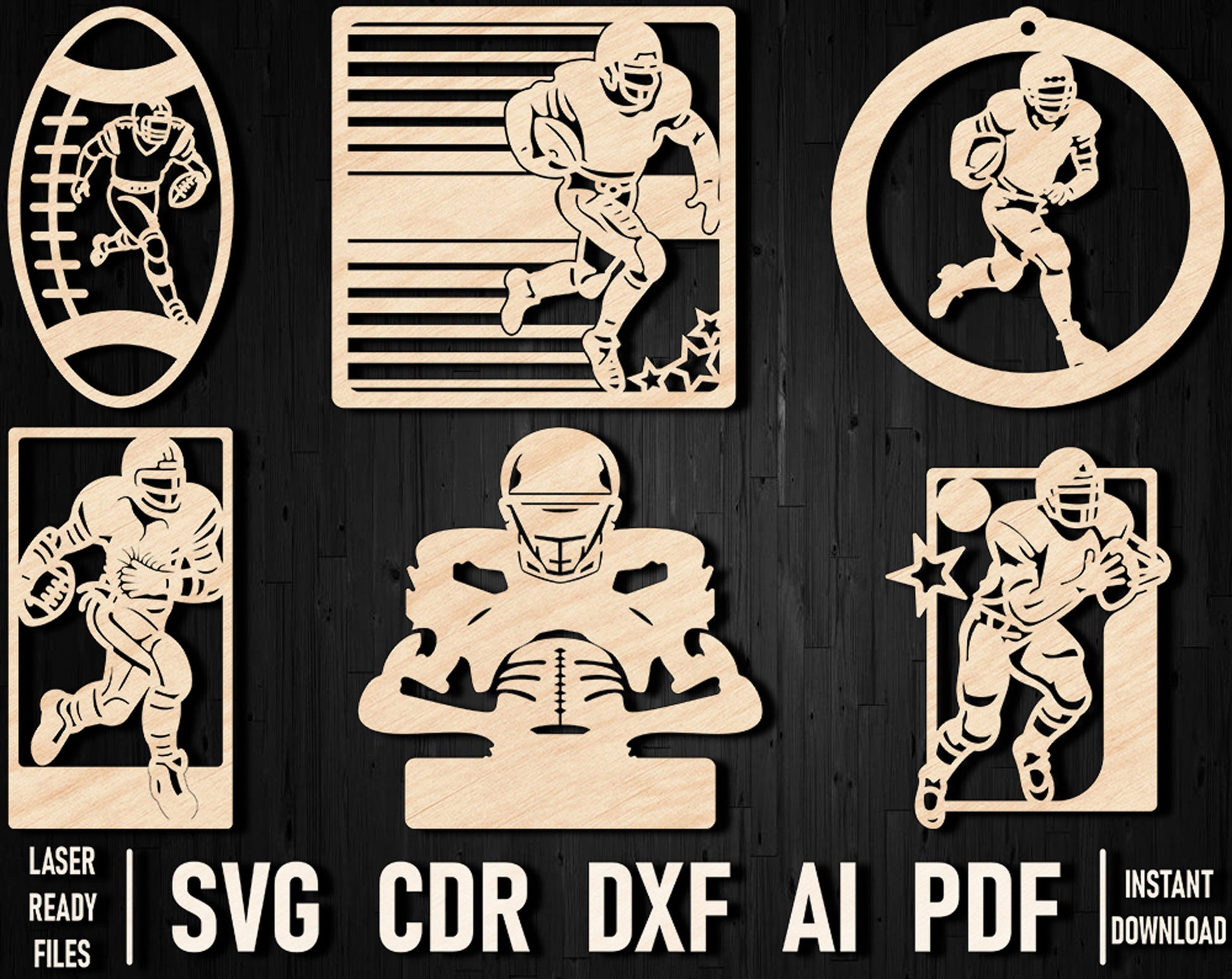 Football Monogram laser cut files