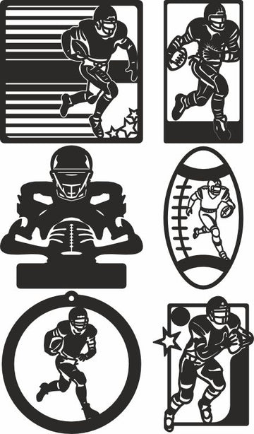 Football Laser Cut SVG Files - Christmas Monogram Ornaments & DIY Sport Decor (Glowforge, Xtool, DXF/PDF)