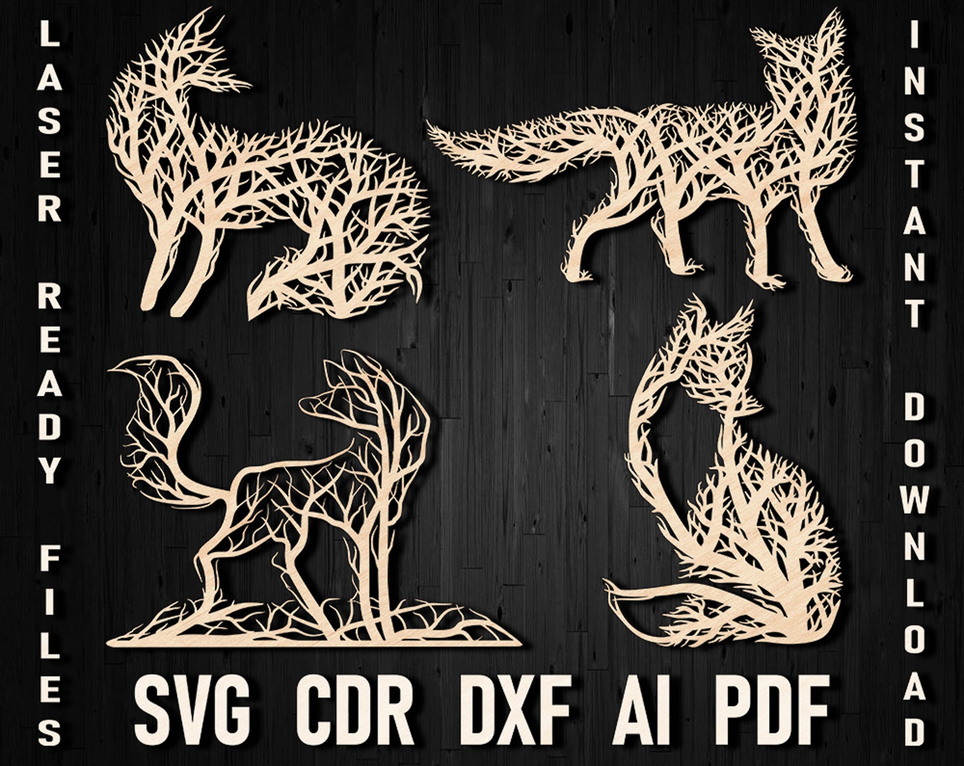 Fox Tree design svg vector files