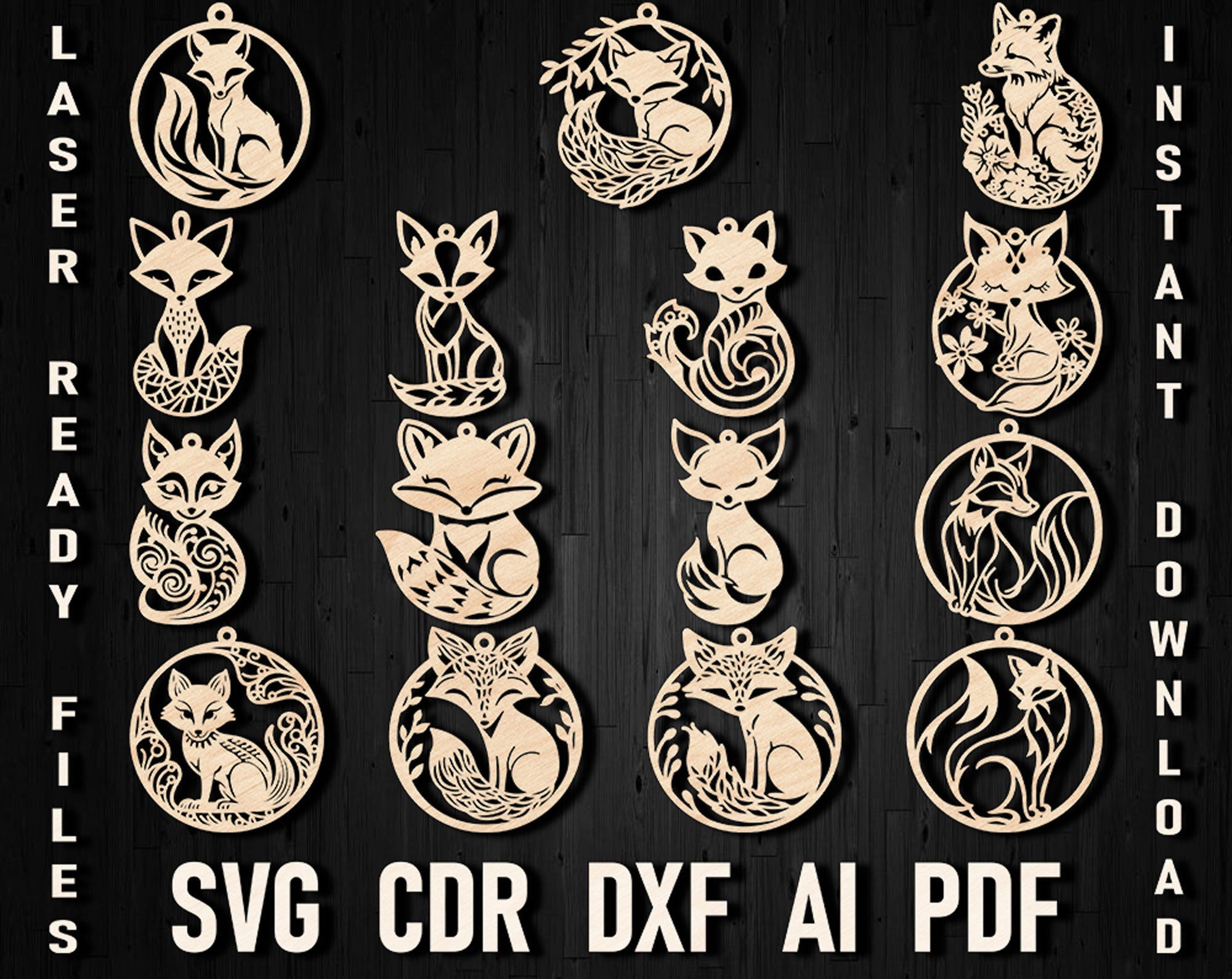 Fox christmas laser cut ornament