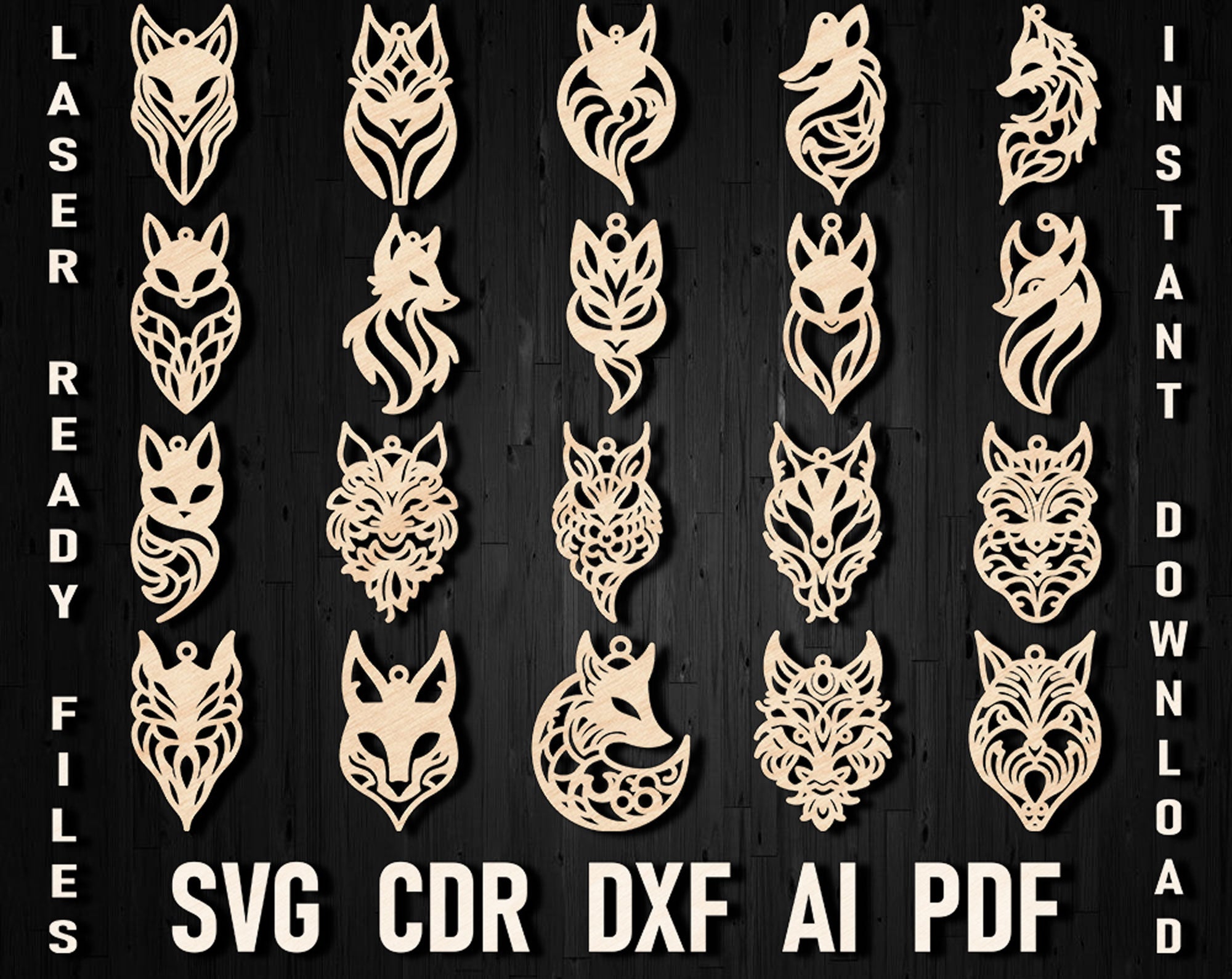 Fox earrings laser cut template