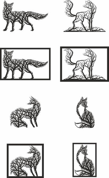 Svg Tree Fox Wall Panno Decoration File For CNC Machines