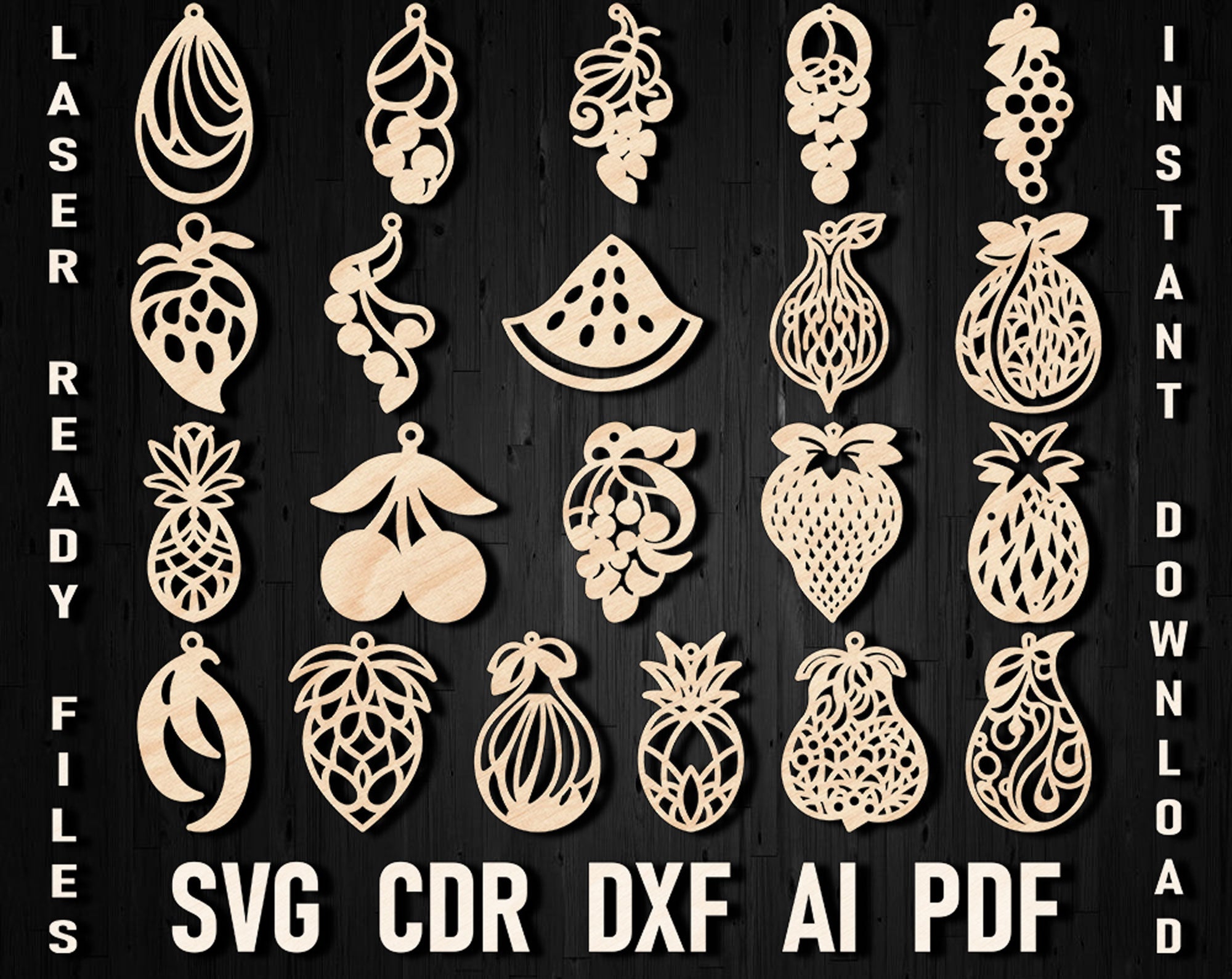 Fruits laser cut earrings